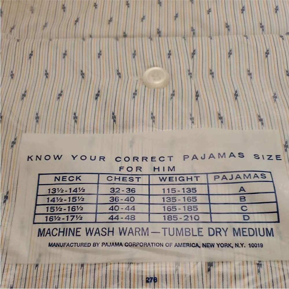 Vtg Manchester PCA Sleepwear Set Sz B Medium‎ Pajama Set Dead Stock Cotton Blend